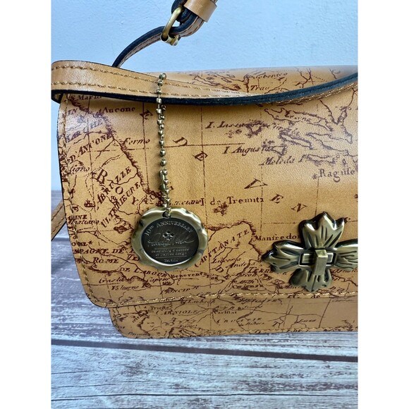 NWT PATRICIA NASH Consilina Floret Biscuit Map Print Leather Crossbody purse - Picture 8 of 17